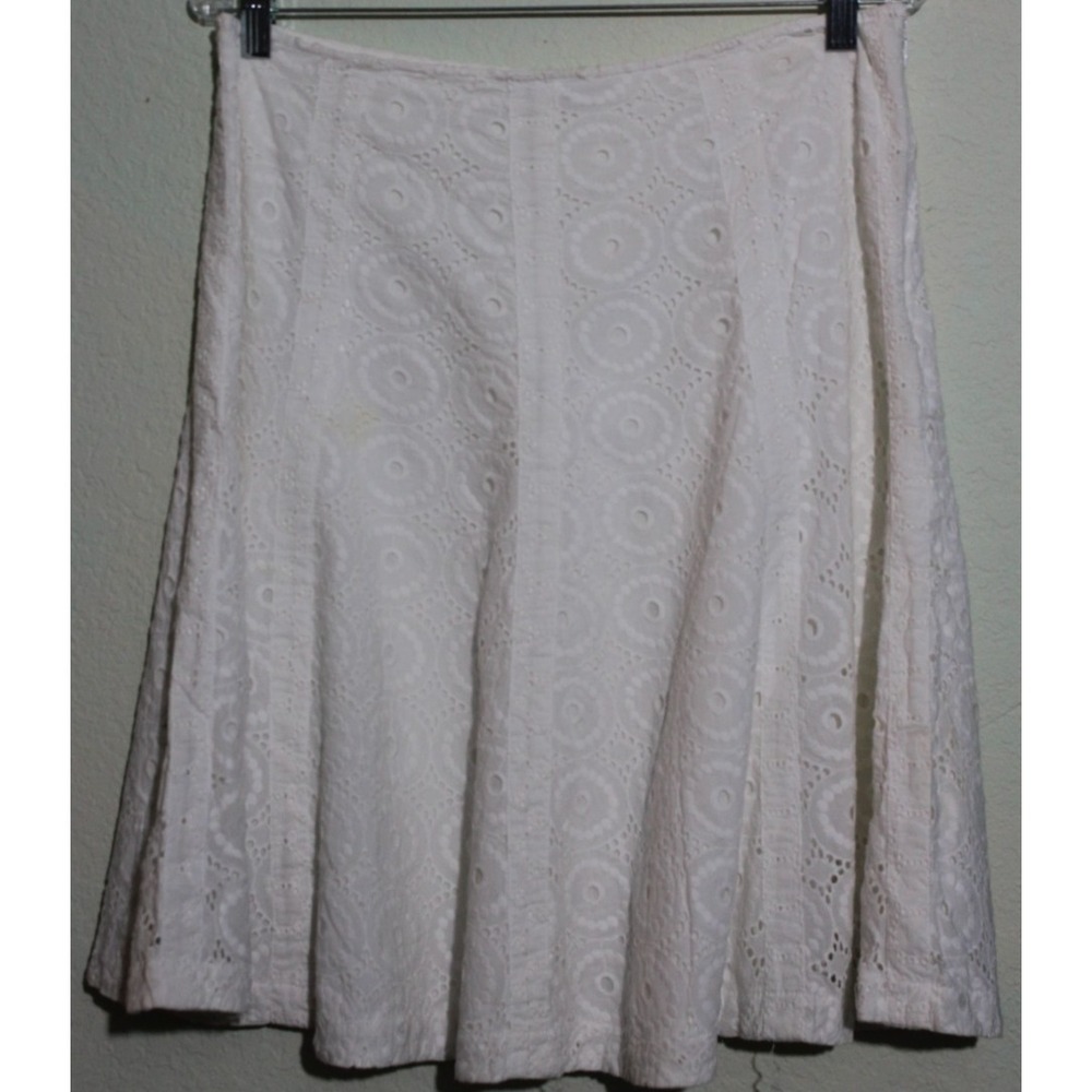 Cabi Skirt White Eyelet Lace Lined Whimsy Fairy Summer Resort Wear SZ Large - Picture 3 of 9